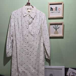 Vintage collard dress with hand sewn flowers and pearl buttons